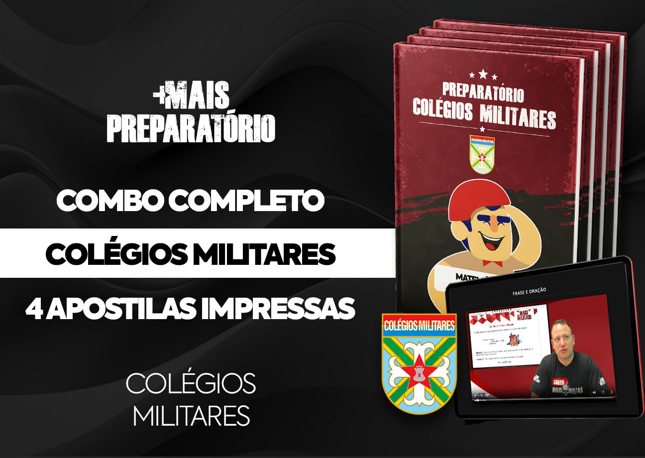 Combo Total Colégios Militares do Exército: Curso com 4 Apostilas Impressas + Todos os Produtos para o 6º ano